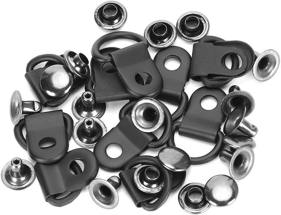 Allecto Matzwarte Schoenveterhaak D-ring Oogjes 100 Stuks 9x14mm Klinknagels Handig voor Wandelschoenen en Tassen