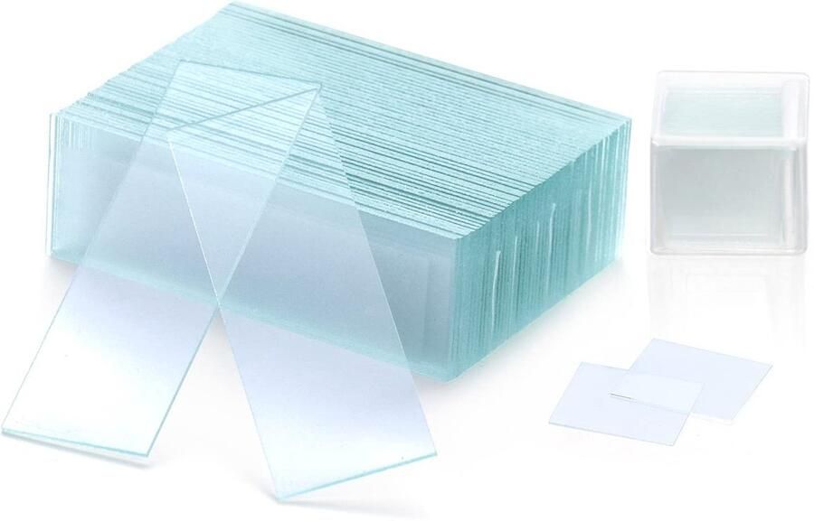 Allecto Microscopie slides 50 slides en 100 dekglaasjes matte randen 76x26mm en 18x18mm laboratorium benodigdheden geschikt voor educat