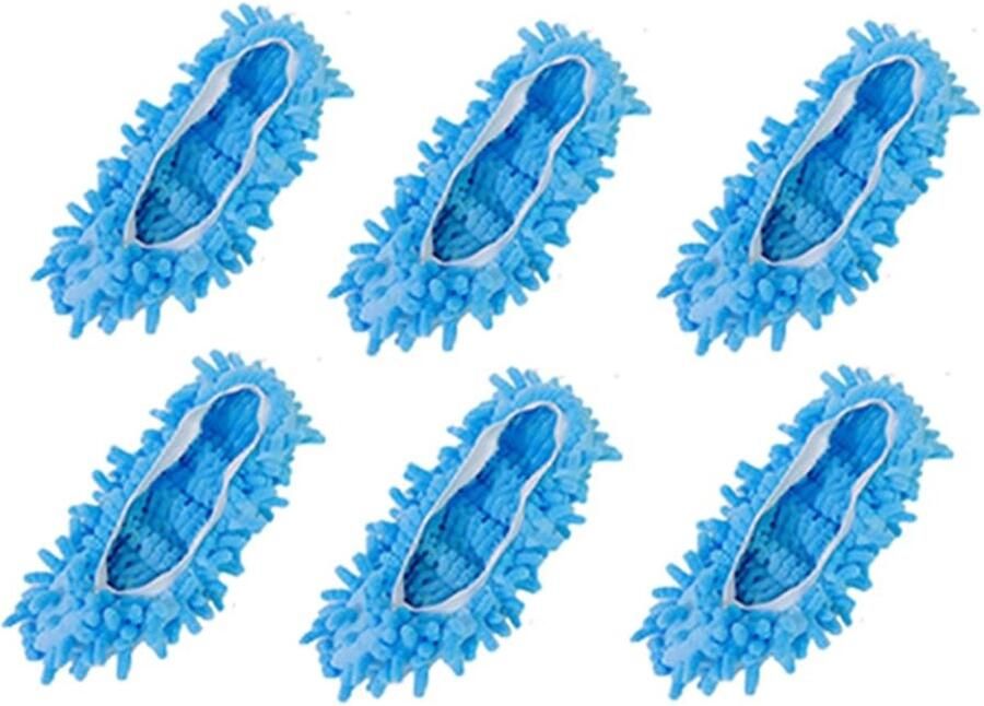 Allecto Mop Schoenen Slippers Microfiber Schoenhoezen Wasbare Vloermop Schoenen Blauw Geschikt voor Huisdieren en Huishoudens Voor Iede