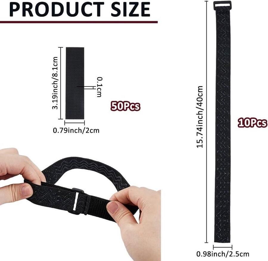 Allecto- Nylon Knielaarsriemen Verstelbaar Zwart Elastische Beenriemen Voorkomt Het Vallen van Laarzen 50 stuks Geschikt voor Hoge Laarzen