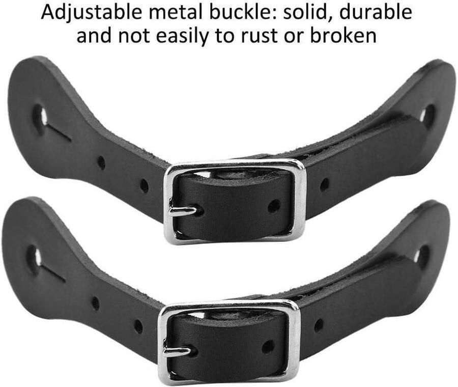 Allecto- Paardensport sporenriem Lederen Handgemaakt Zwart Cowboy outfit Laarzen Geschikt voor paardrijden Model Sporenriem 1 paar handgemaakte lederen paardensport sporenriem cowboy outfit laarzen (zwart)