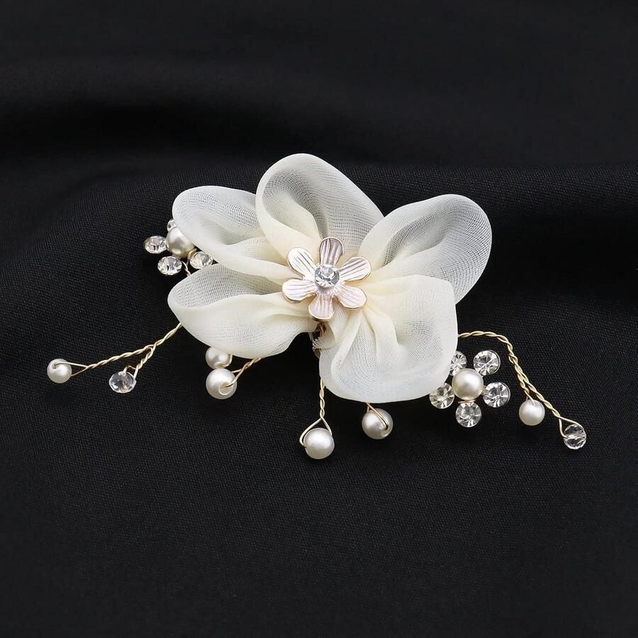 Allecto Parel Schoen Clips Bloem Bruids Schoen Gespen Strass Bruidsaccessoires Vrouwen Hoge Hakken Flats Parel Strass Schoencharms Schoendecoratie Schoenaccessoires Geschikt voor Bruids Schoenen Wit 1 Paar