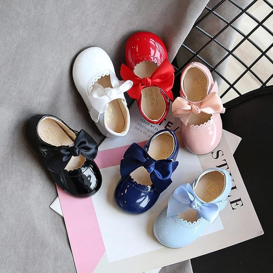 Allecto Peuter Meisje Schoenen Mary Jane Flats Leuke Strik Nest Meisje Party School Bruiloft Ronde Teen Geschikt voor Meisjes Roze