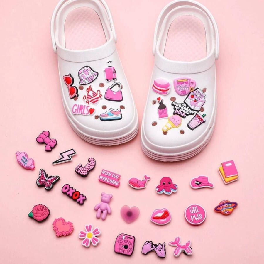 Allecto Pl delige Roze Schoenhangers voor Clogs Schoen Versieringen voor Meisjes Vrouwen Kunststof Schoenaccessoires