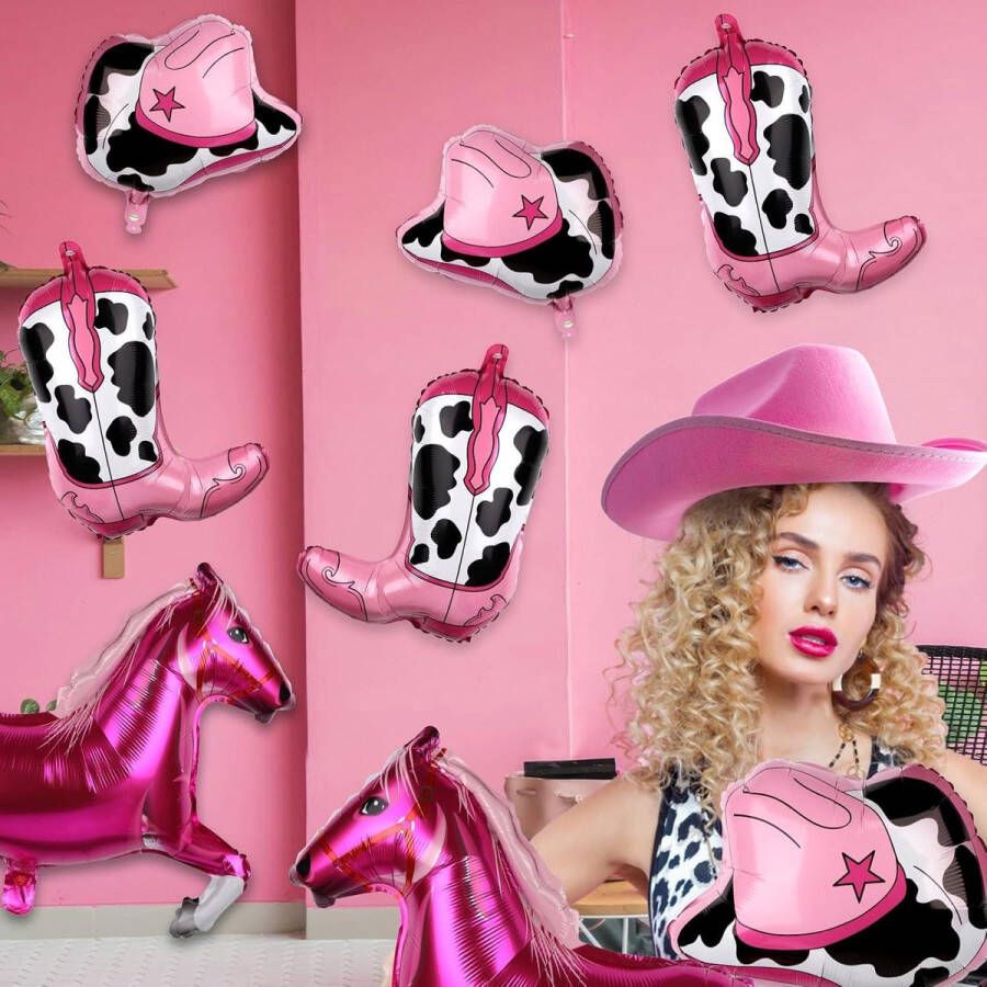 Allecto Pl Feestballonnen Westers Thema met Paarden Cowboyhoed en Cowboylaarzen Feestdecoraties voor Cowboyfeest