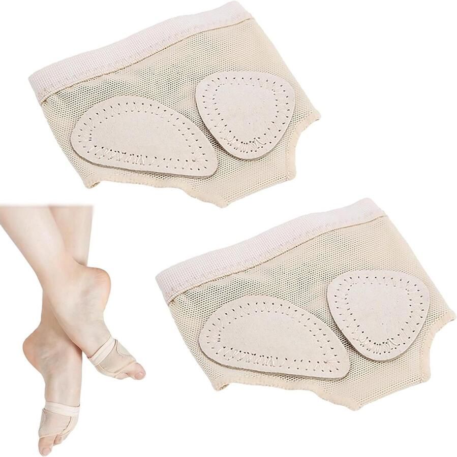 Allecto pl paar ademende voetstrings voor dansschoenen vrouwen anti-slip ballet dans teenpad beige