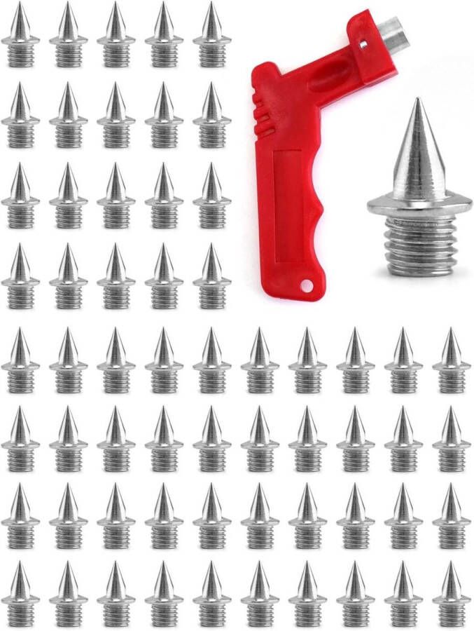 Allecto pl stuks stalen spikes inclusief sleutel voor sportschoenen 6 mm zilverkleurig
