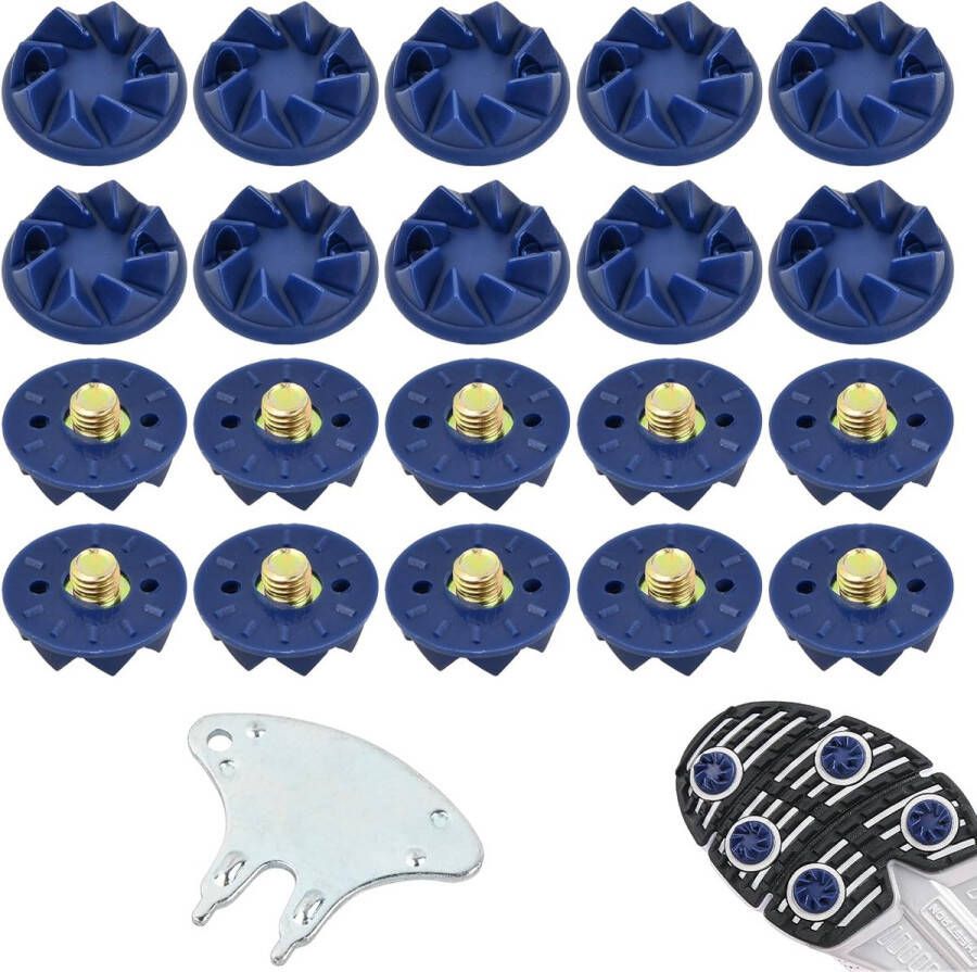 Allecto Pl stuks universele golfschoen spikes cricket spikes set met sleutel blauwe vervanging schoenplaatjes