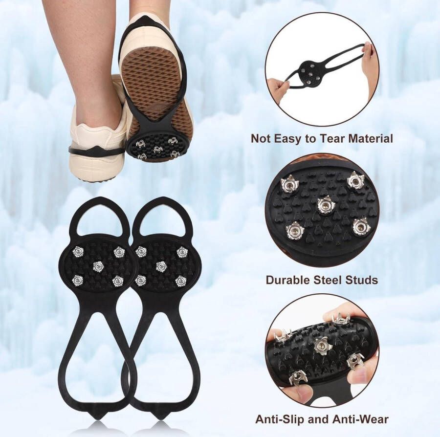 Allecto Plus Antislip 10 Tanden Crampons voor Wandelschoenen Winter Sport Accessoires Maat L 2 Pairs