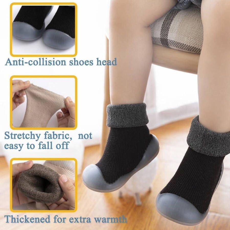 Allecto Plus Antislip Baby Winter Sok Schoenen met Rubberen Zolen voor Peuters Warme Eerste Wandelschoenen Baby Zachte Zool Thermisch & Comfortabel Pre-Walker Booties