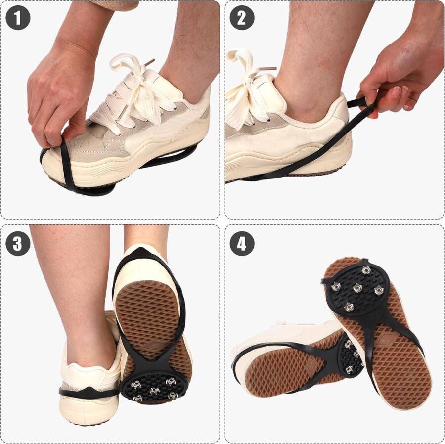 Allecto Plus Antislip Stijgijzers voor Wandelschoenen en Sneeuwschoenen Set van 3 Paar met Gripper Spikes Ideale Uitrusting voor Ijs en Sneeuw Veilig Wandelen in de Winter