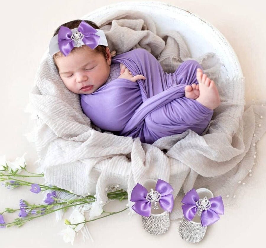 **Allecto plus Baby Meisje Schoenen met Hoofdband en Antislip Zool Prinses Sneakers voor Verjaardag en Doopceremonie Kinderen Meisjes **