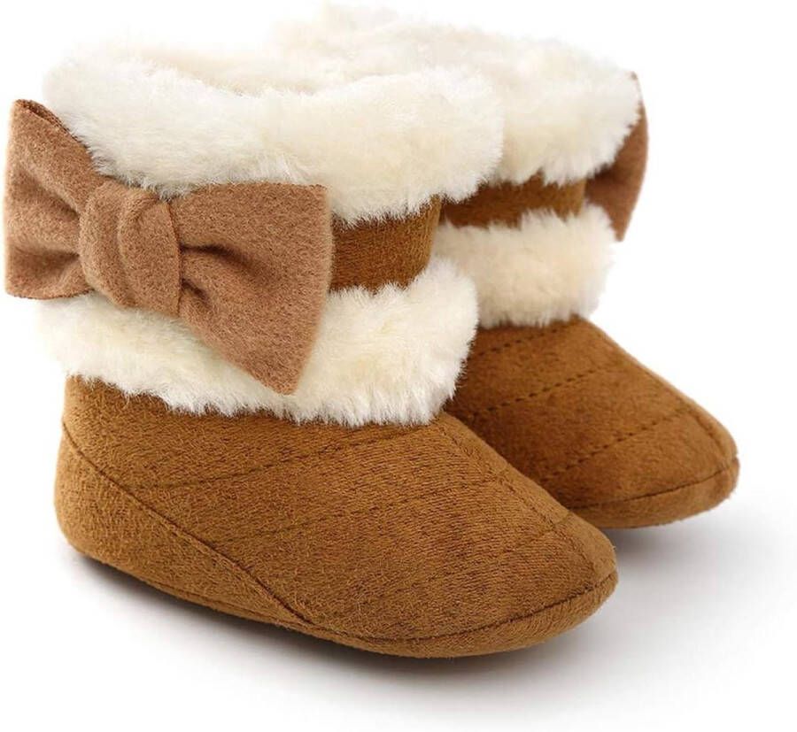 Allecto plus Baby Winter Warm Fleece Bootie Antislip Zachte Zool Meisjes Winterschoenen met Strik Prewalker Laarzen