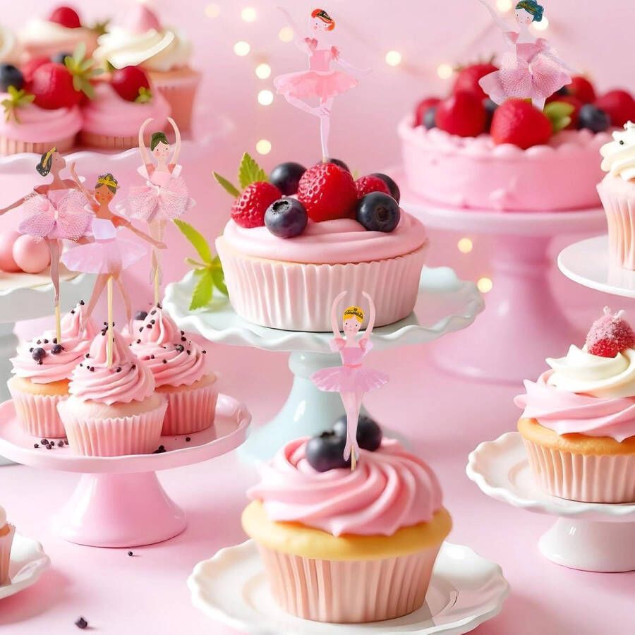 Allecto Plus Ballerina Taarttoppers Roze Dansende Taartdecoraties stuks