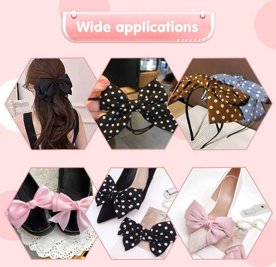 Allecto plus Boog Schoen Clips in 2 Kleuren Strik Schoen Gesp met Stippen Verwijderbare Schoen Charms Decoratieve Accessoires voor Vrouwelijke Hakken Flats en Pompen Set van 4 1.3x5.3