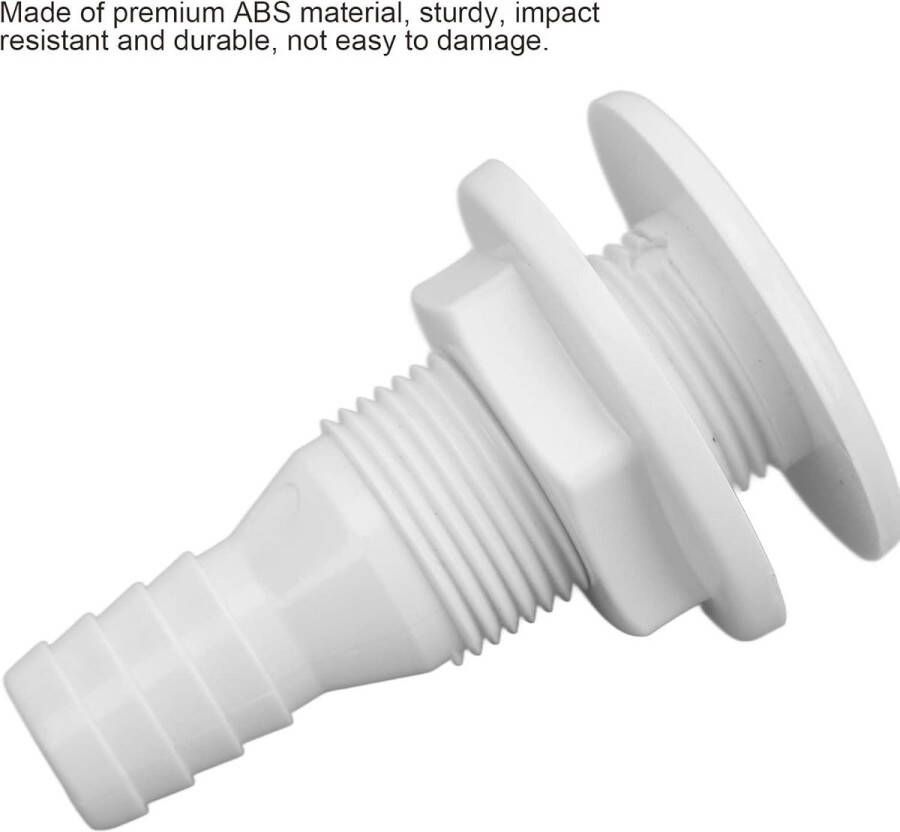 Allecto Plus Boot Afvoer 3 4 inch Boot Deur Romp Aansluiting Boot Sanitair Fittings Afvoer voor Boot (Wit)