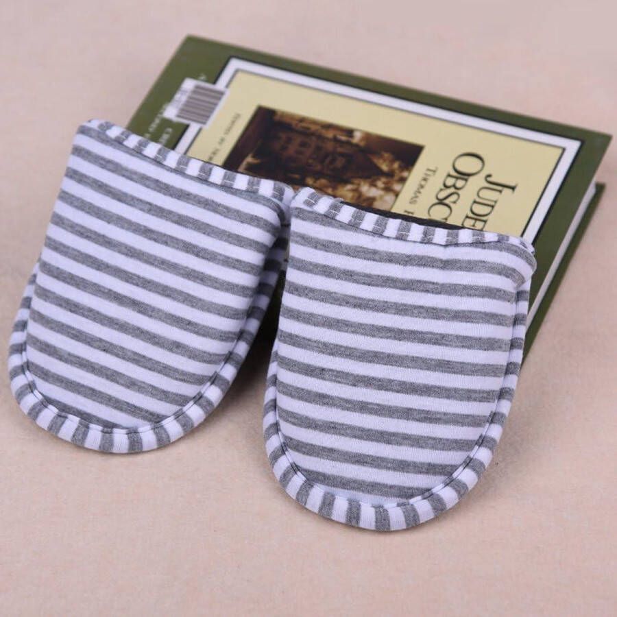 Allecto Plus Comfortabele Hotel Slippers voor en Antislip Katoen & Eva Met Opbergzak Geschikt voor Binnen Grijs