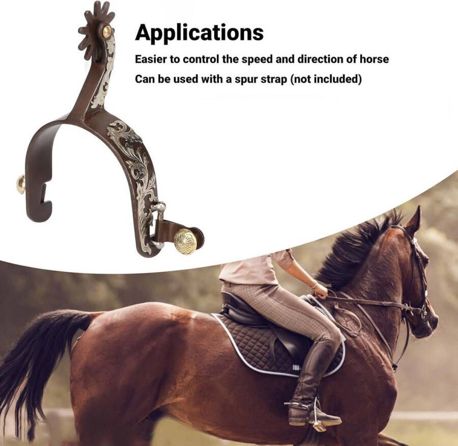 Allecto Plus Cowboylaarzen Sporen Set van 2 stuks in Vintage Stijl van Koolstofstaal Horse Tracks en Ruiteraccessoires voor Paardenliefhebbers