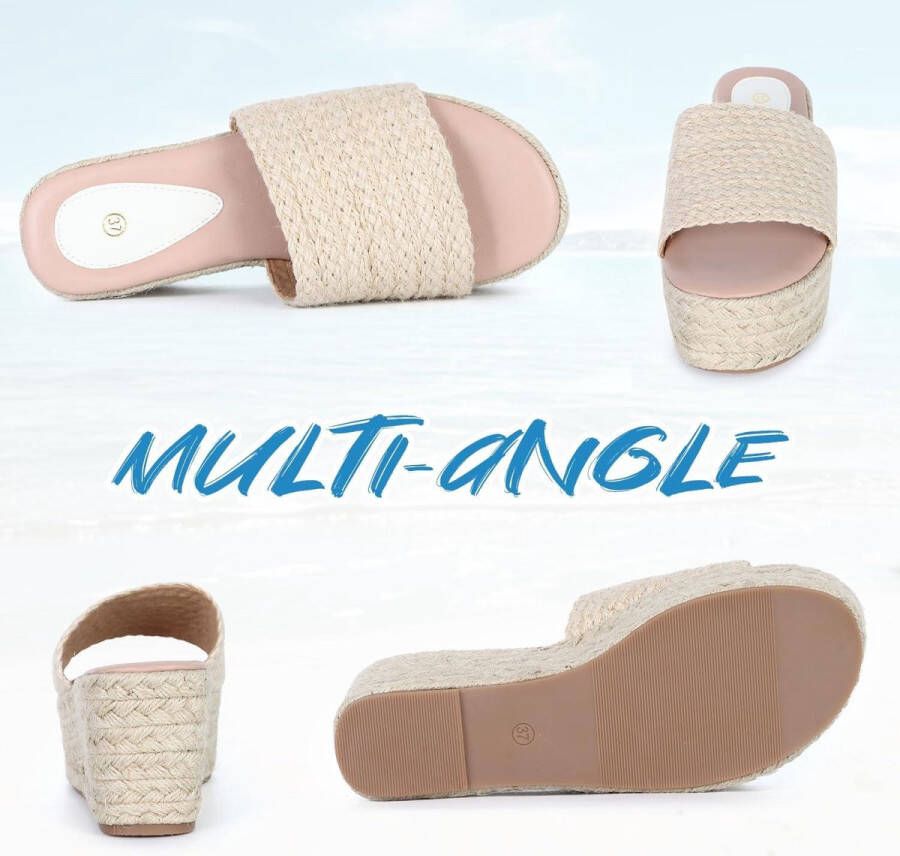 Allecto Plus Dames sandalen met platte hak van jute en raffia Bohemian espadrilles Zomer strandsandalen met blote teen Elegant design