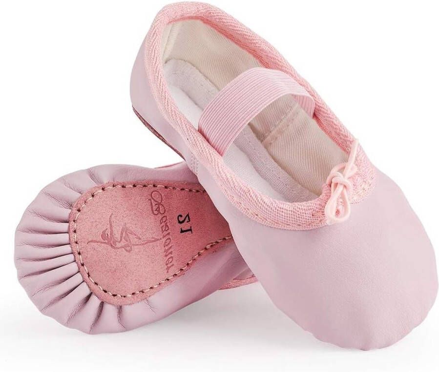 Allecto plus Dansschoenen meisjes Leer kinderen balletschoenen met spitzen Roze balletschoenen voor balletlessen