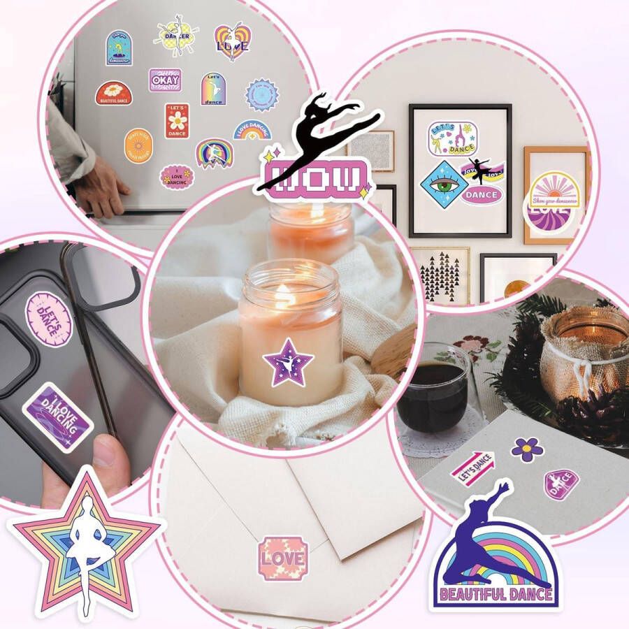 Allecto Plus Dansstickers Kleurrijke Cartoon Stickers Ballerina Thema Meisjes Verjaardagscadeau Laptop & Fles Stickers Feestdecoratie (Stijl 3)