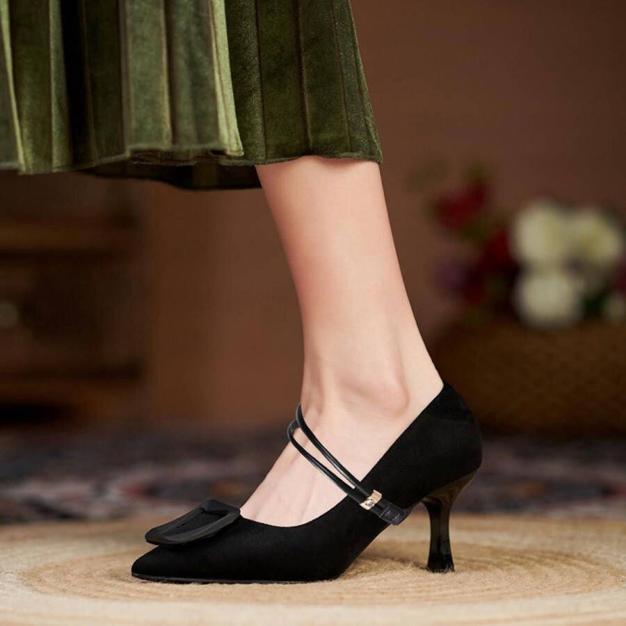 Allecto Plus Elastische Hoge Hakken Schoenen Zwart Verstelbare Bandjes Anti-Losse Straps Voor Houden van Loszittende Hoge Hakken Slippers
