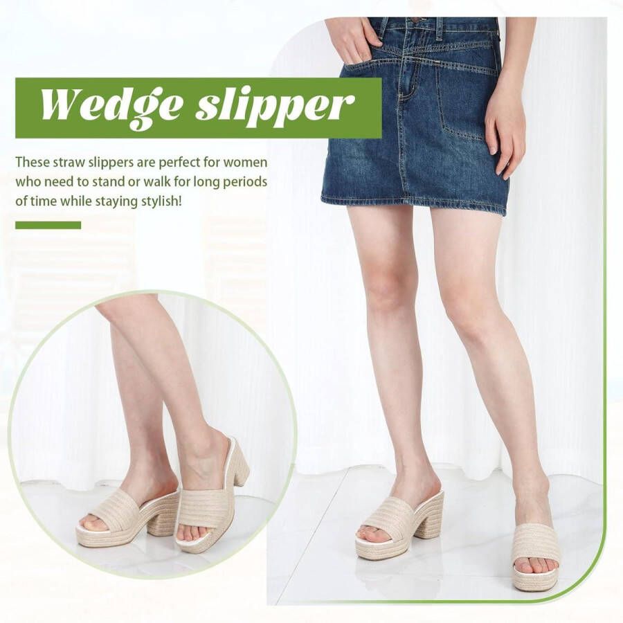 Allecto Plus Espadrilles dames platform sleehak Raffia sandalen strand feestelijk Comfortabel en modieus voor zomerse dagen