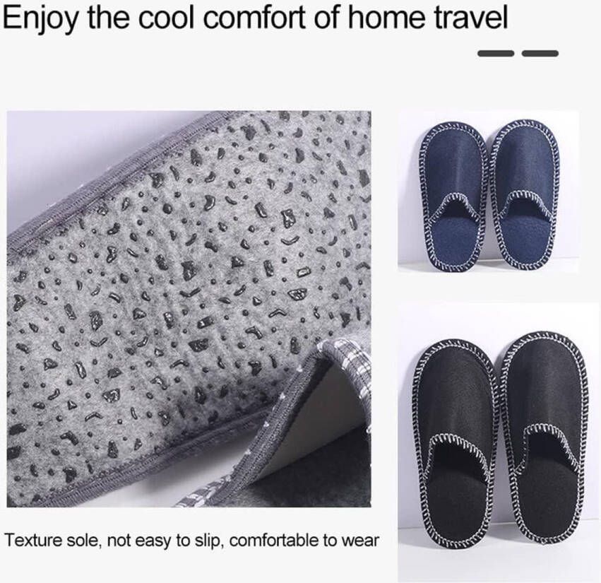 Allecto Plus Fleece Vilt Gastenpantoffels Set van 6 paar Anti-slip Wegwerppantoffels Wasbaar SPA-Slippers nen Vilten Slippers voor Gasten Ideaal voor Familie Hotel Reizen