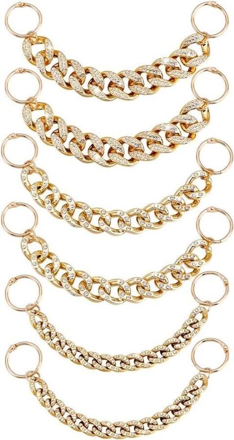 Allecto plus Gouden Schoen Charms Kettingen met Kristal Set van 6 Bling Strass Schoen Accessoires in 3 Stijlen Glanzende Mode Voor Volwassenen Klomp Sandalen