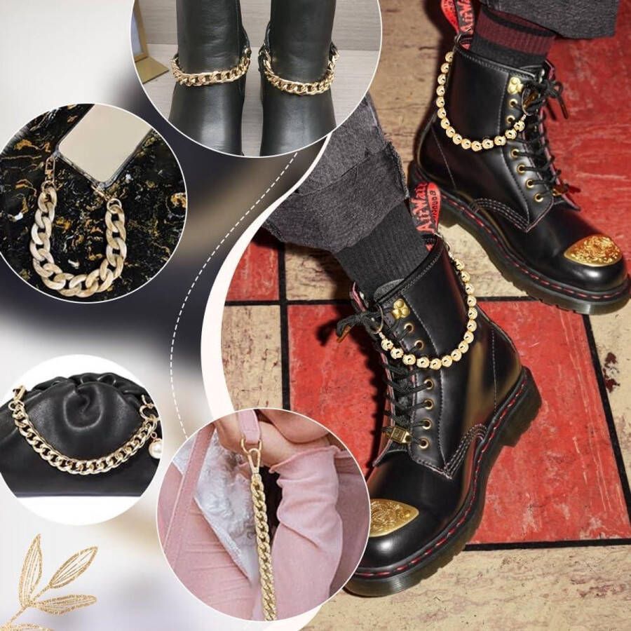 Allecto plus Gouden Schoen Charms Kettingen met Parel Kraal 3 Stijlen Glitter Schoenen Kettingen Ronde Kralen Glanzende Mode Schoen Accessoires Volwassenen Klomp accent