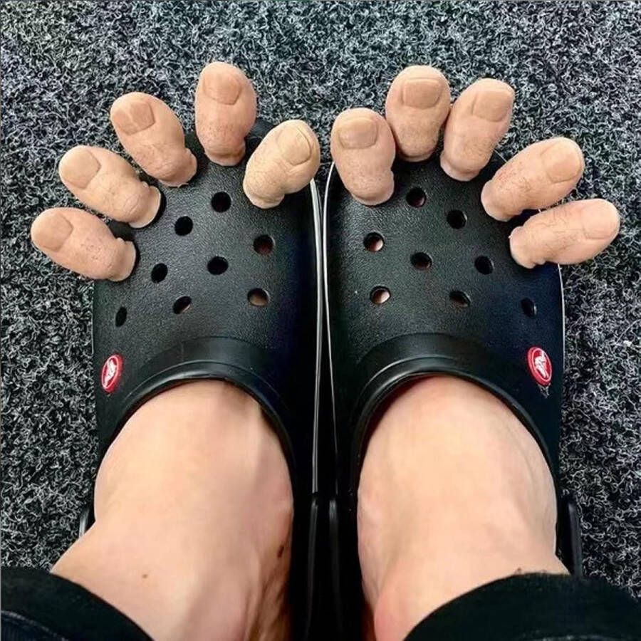 Allecto Plus Grappige 3D schoenen voeten charmes 2 stuks Doe-het-zelf unieke schoenen decoratie Creatieve sandalen accessoires met Big Toe Grappige teenschoenen versiering