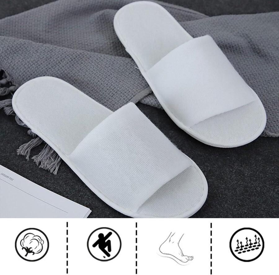 Allecto Plus Heren Antislip Wegwerppantoffels 10 Paar Wit Comfortabel en Hygiënisch