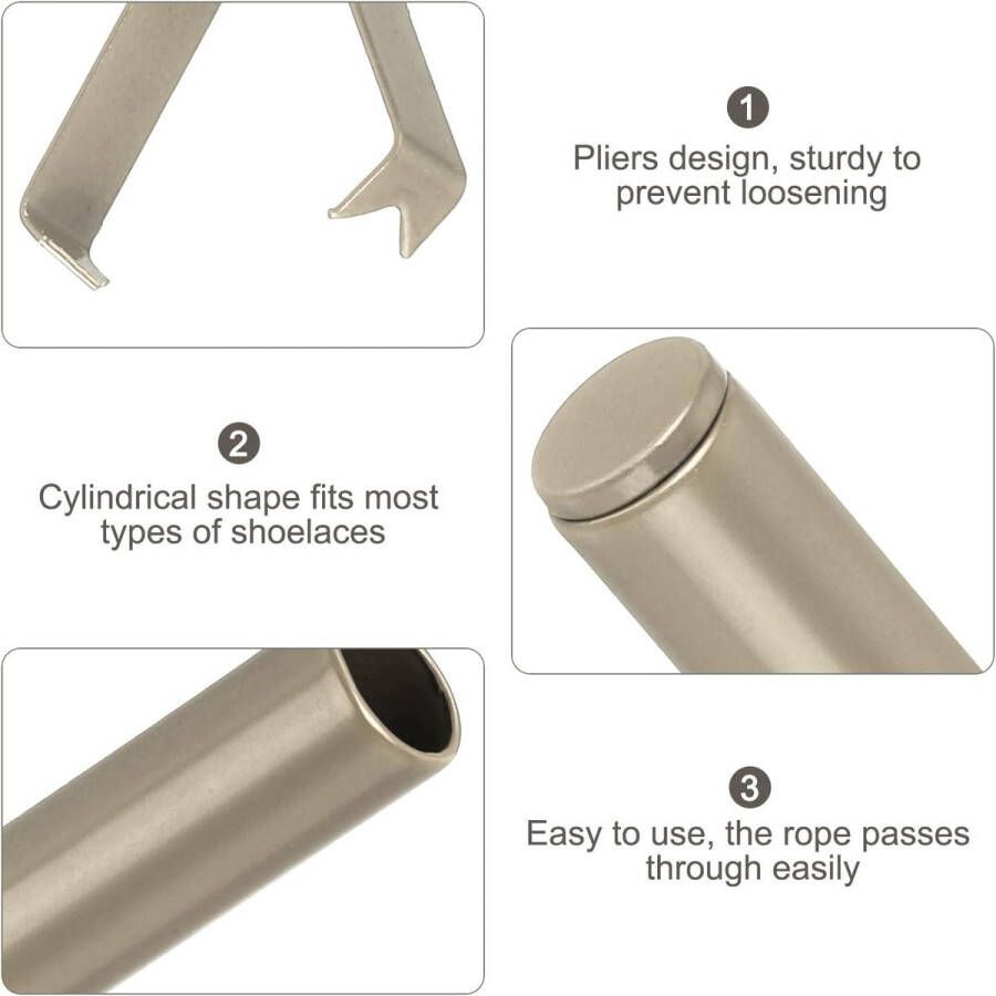 Allecto plus Kaki veterpunten legering 8 stuks voor veterschoenen 6mm