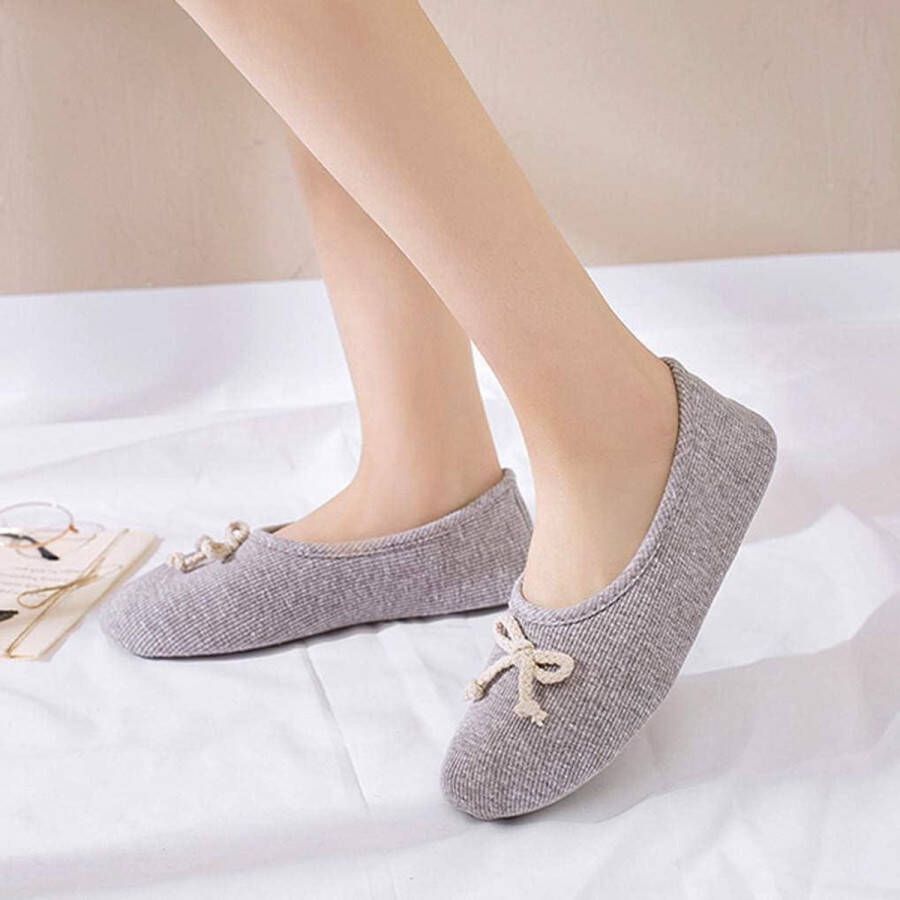 Allecto Plus Katoenen pantoffels met strik voor dames en meisjes Japanse stijl Warme slippers voor winter herfst en lente