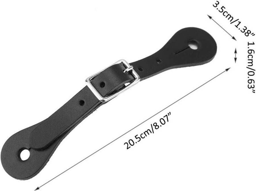 Allecto Plus Lederen Spoorriem 1 Paar Handgemaakt voor Cowboy Outfit & Laarzen (Zwart)