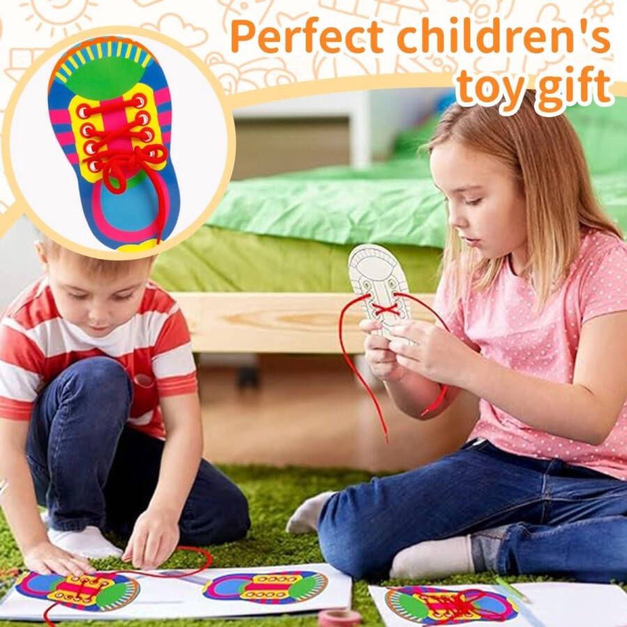 Allecto Plus Leren strikken kinderschoenen Multicolor Set van 2 Veterspeelgoed Meerkleurig