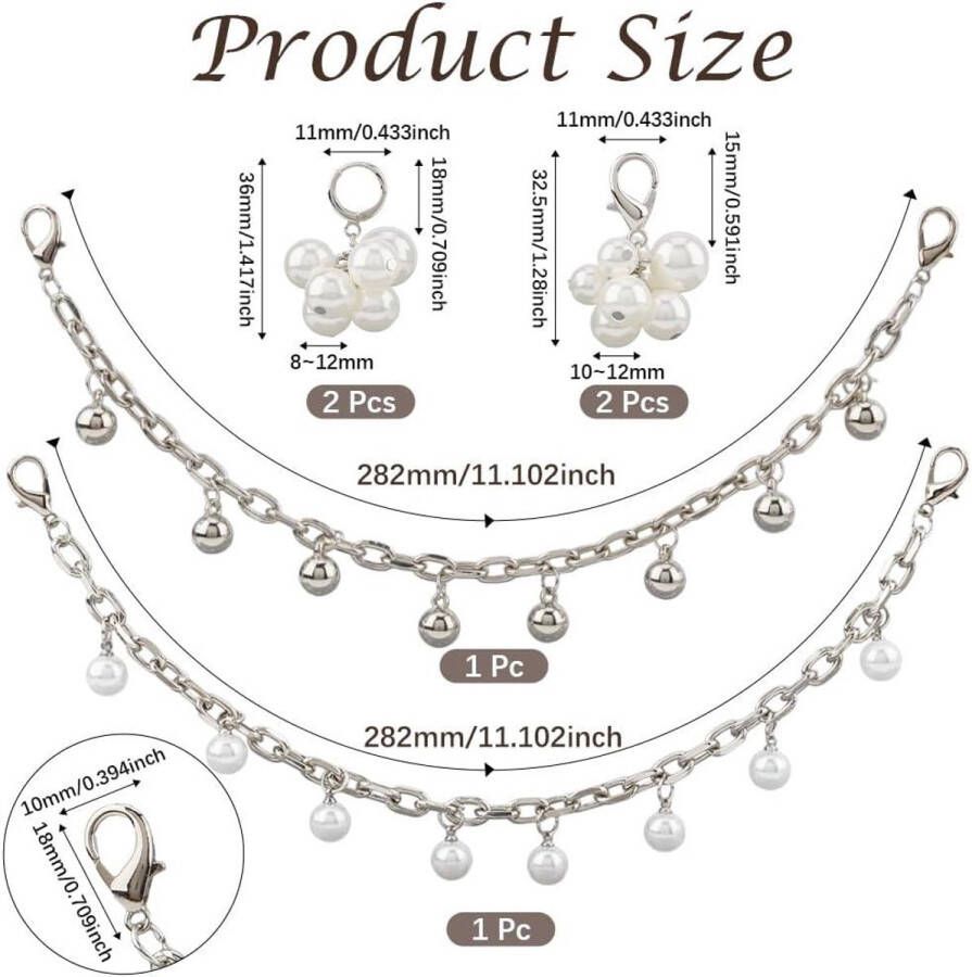 Allecto plus Luxe Sieraden Metalen Schoen Charms in Zilver en Wit Parel Klomp Schoen Ketting voor Vrouwen Boot Bling Decoratie Sandalen Accessoires Verjaardagsfeest Must-Have