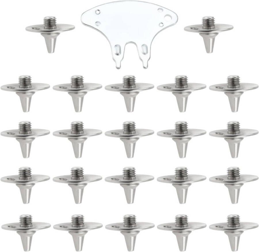 Allecto Plus Metalen Cricket Spikes Set 22 stuks 5.7mm diameter Zilverkleurig Inclusief Sleutel Voor Cricket- en Golfschoenen