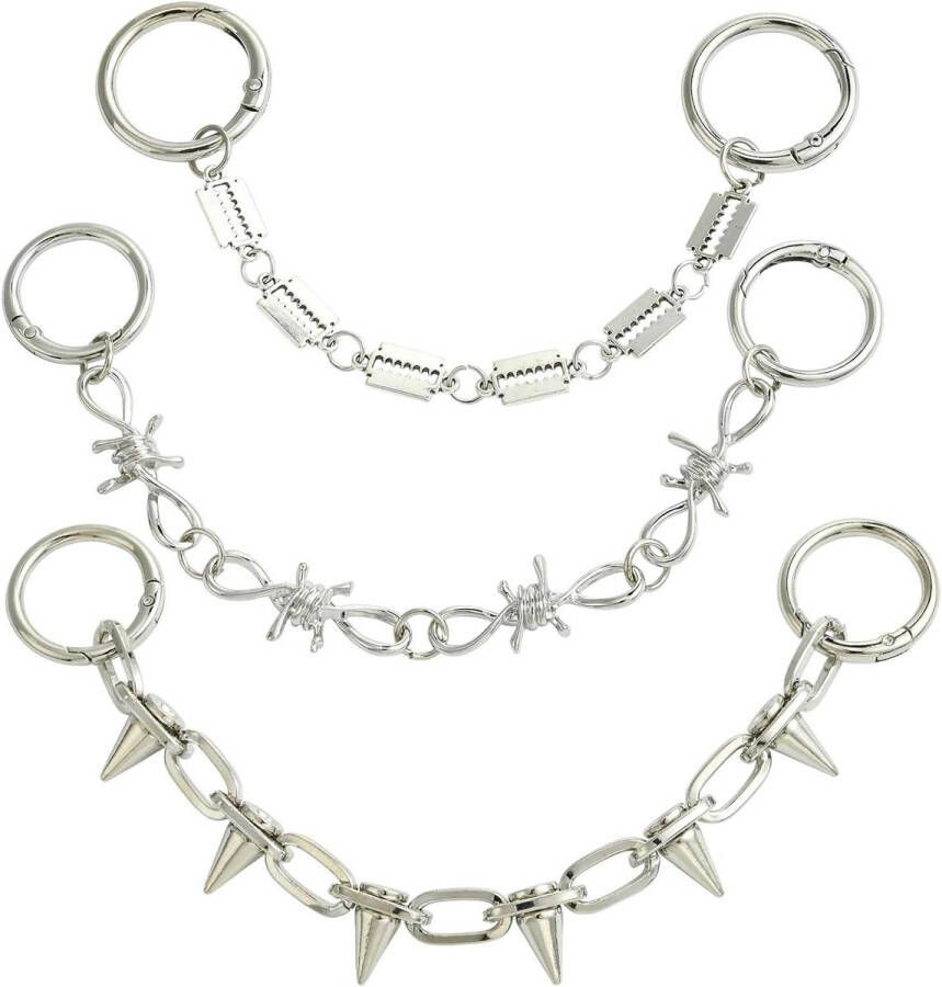 Allecto plus Metalen Schoenen Ketting Spikes Charms voor Sneakers en Laarzen Set van 6 Roestvrij Staal Punk Klinknagels Hip-hop Stijl Decoratie Accessoires