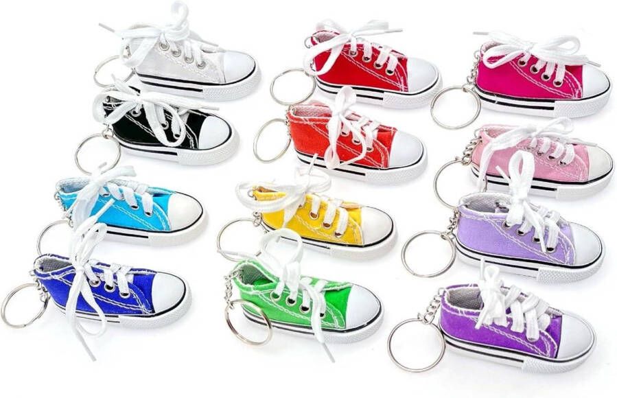 Allecto Plus Mini sneakers sleutelhangers voor feest gunsten in canvas voor en Set van