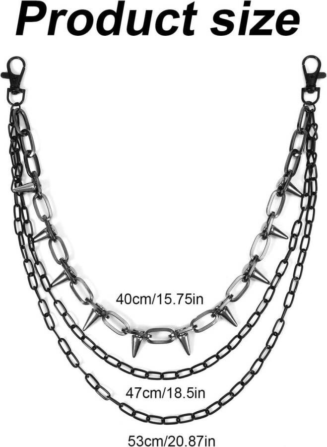 Allecto Plus Modieuze Broekketting met Punk Portemonneeketting Zware Biker Jean Riemketting voor nen en