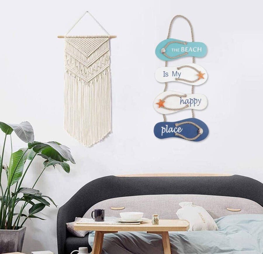 Allecto plus Nautische strand flip flop muur orna t houten slippers decoratie