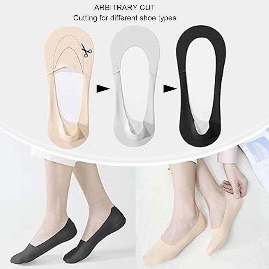 Allecto Plus No Show Sokken 8 Paar Anti-Slip Onzichtbaar Katoen Ultra Laag Gemaakt van Ijszijde Voor Loafers Sneakers Platte Schoenen Beige37-40