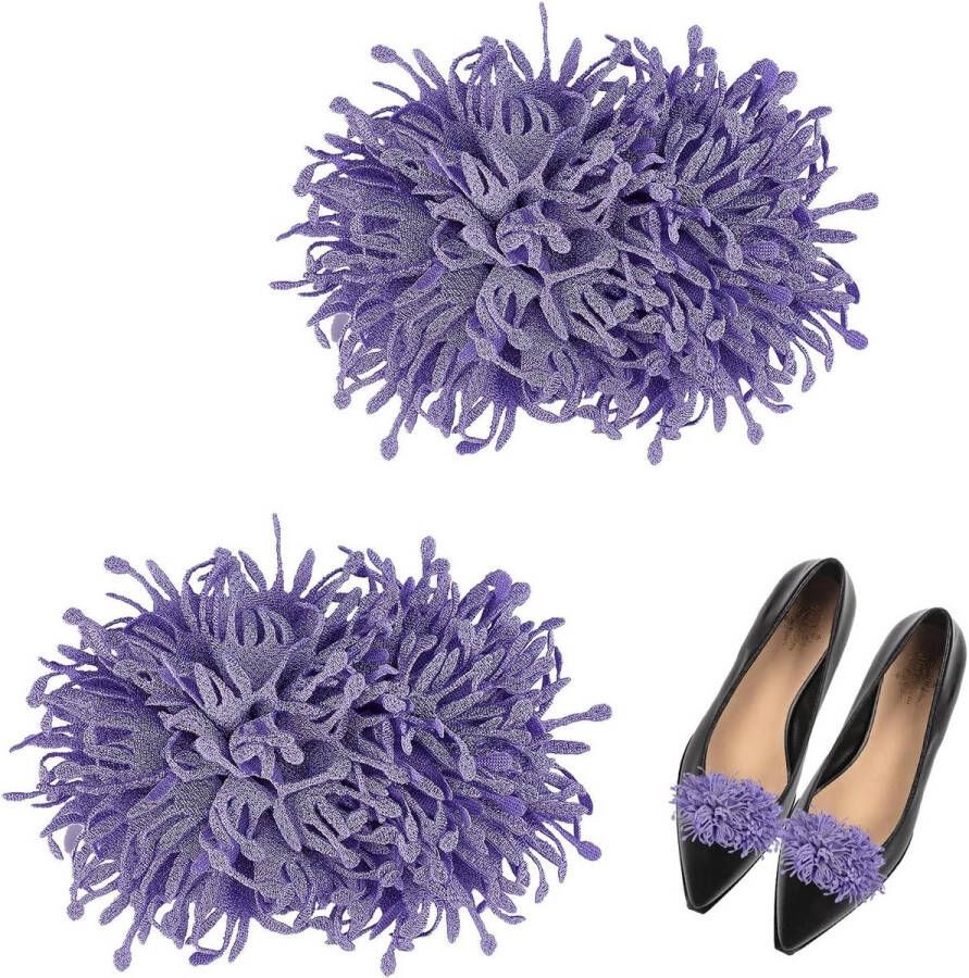 Allecto plus Paarse 3D Stof Bloem Schoenclip Decoratieve Schoen Versiering Voor Vrouwen Party Hakken Flats Craft Accessoires