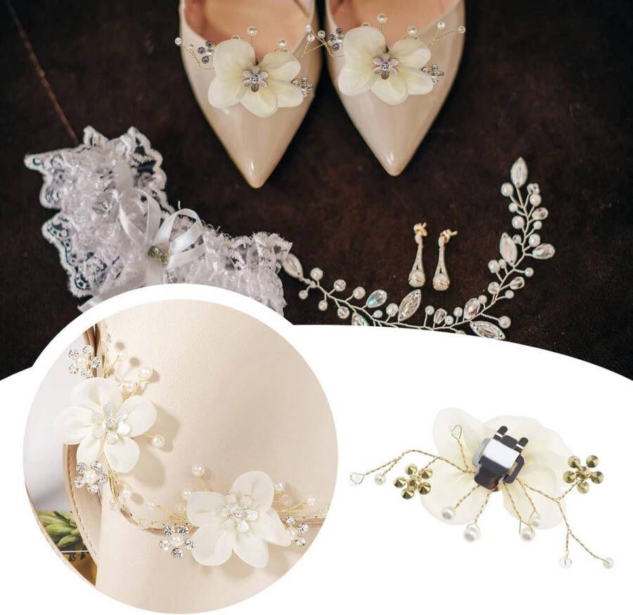 Allecto Plus Parel Schoen Clips Bloem Bruids Schoen Gespen Schoen Accessoires Vrouwen Hoge Hakken Trouwaccessoires Strass Decoratie Flats Parel Stras
