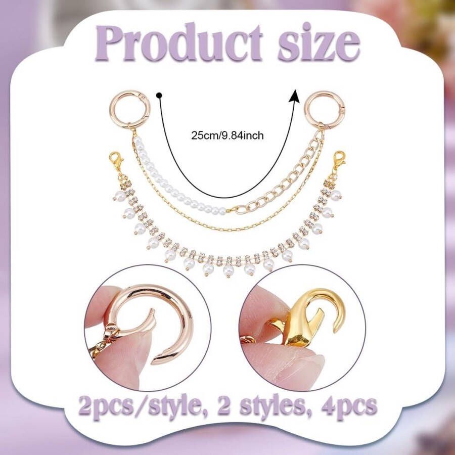 Allecto plus Parel Schoenkettingen met Parels en Metalen Sneaker Ketting Vrouwen Sandalen Accessoires met Kwastje