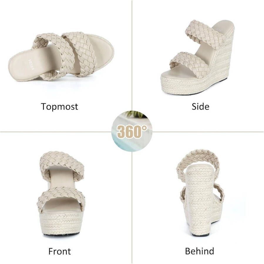 Allecto Plus Platformsandalen voor dames met gevlochten riem en open teen Zomerse casual sandalen voor op het strand