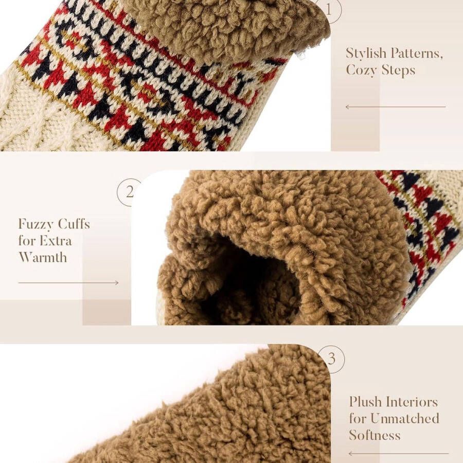 Allecto plus Pluizige Gebreide Fleece Gevoerde Slipper Sokken voor Vrouwen 4.5 6.5 UK
