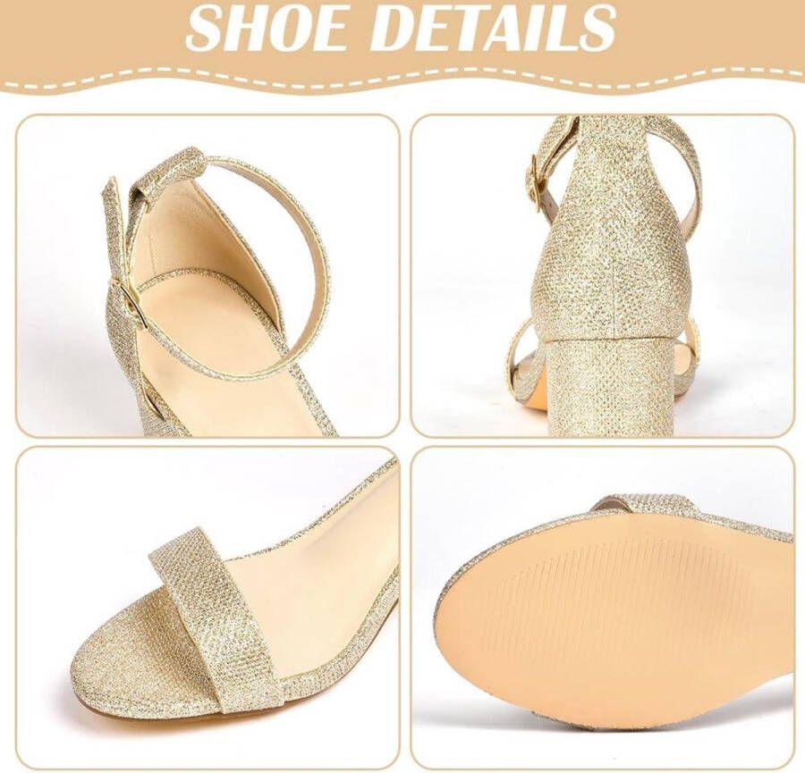Allecto plus Sandalen met hak voor dames Open teen Middelhoge hak Pumps met gespsluiting Suède feestschoenen voor bruiloften