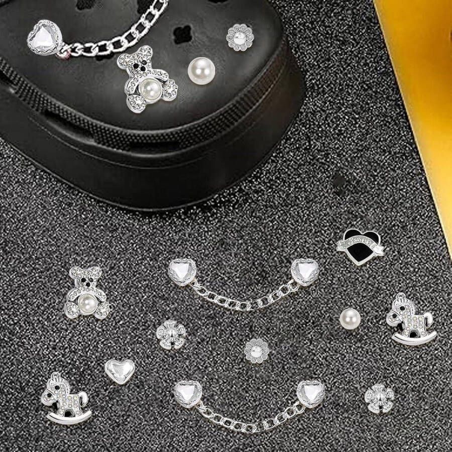 Allecto Plus Schoen Bedeltjes voor Schoen Versiering Strass Kristallen Diamant Bloem en Hart Schoen Accessoires voor Dames en Meisjes Feest Verjaardag Kunststof